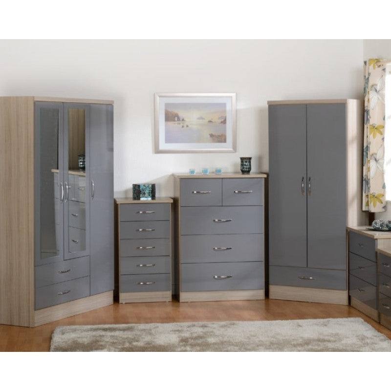 Nevada 3 Door 2 Drawer Mirrored Wardrobe - UK Online Furniture