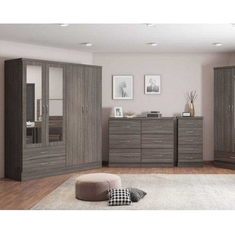 Nevada 4 Door 2 Drawer Mirrored Wardrobe - UK Online Furniture