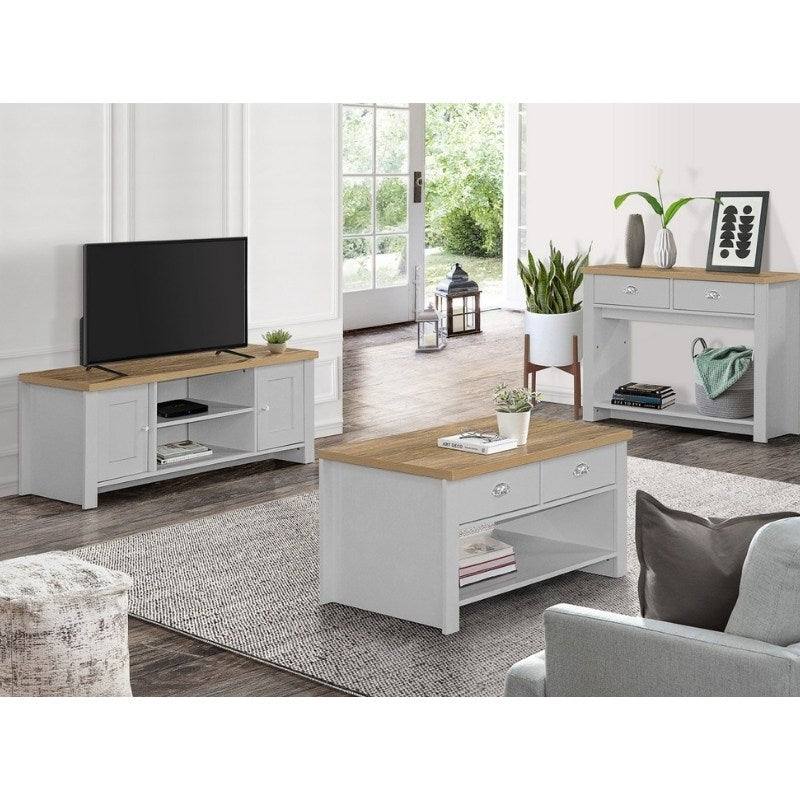 Highgate Large TV Stand - Navy, Cream, Grey - UK Online Furniture