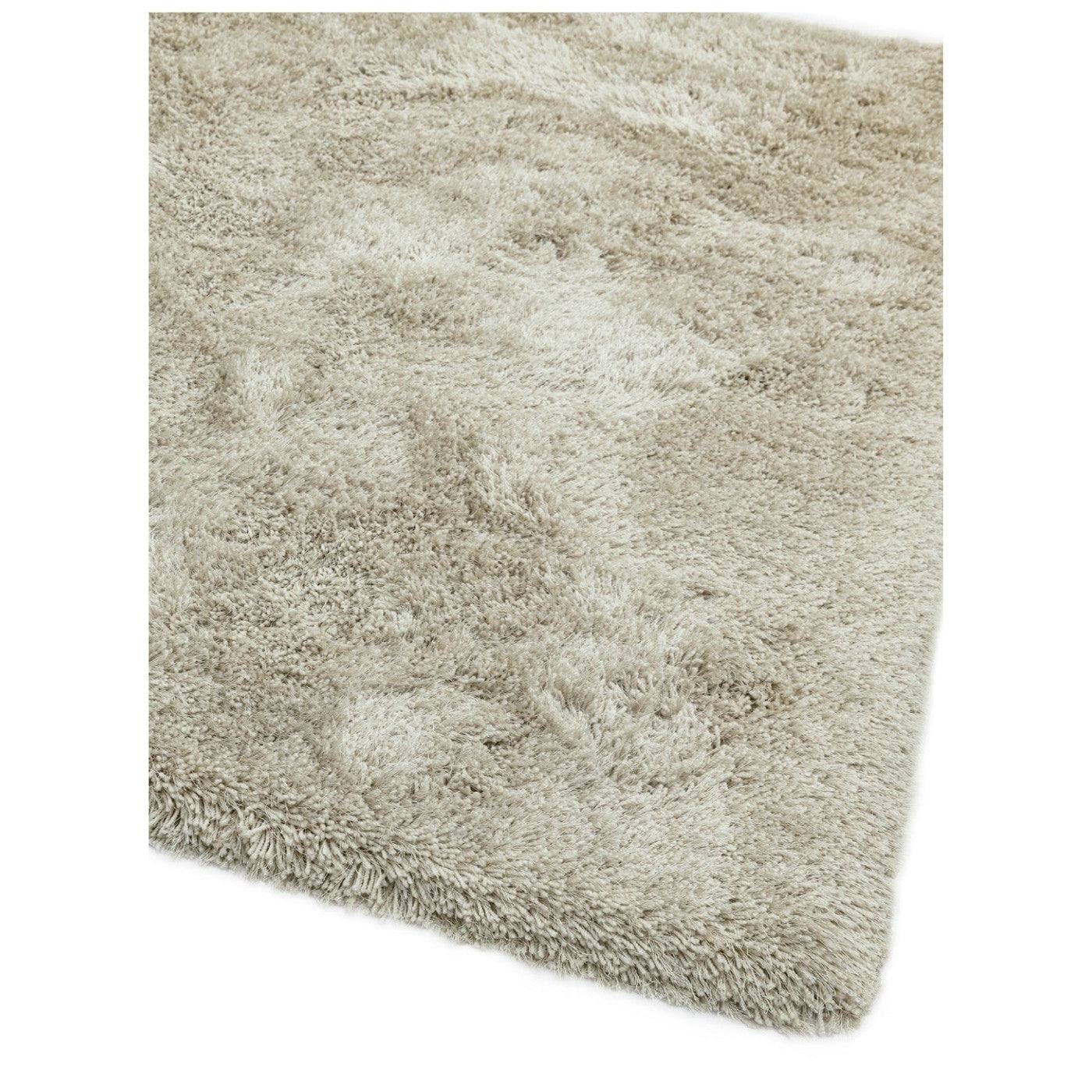Cascade Plain Shinny Shaggy Rug - Grey, Silver, Cream, Mink, White, Blue - UK Online Furniture