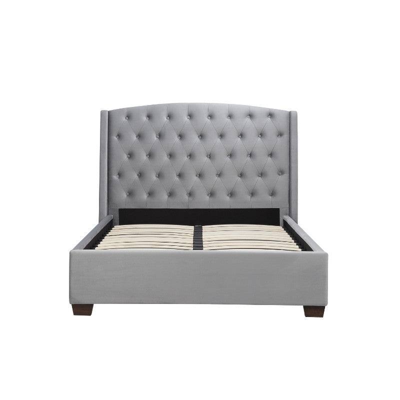 Balmoral Bed in Grey Velvet Fabric - Double, King, Super King - UK Online Furniture