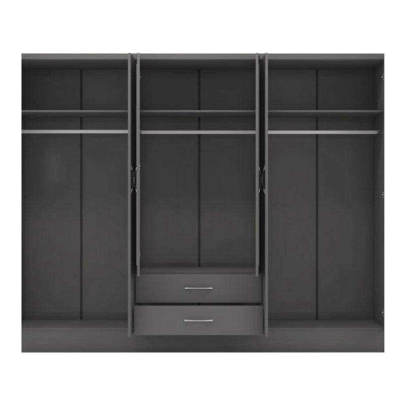 Nevada 6 Door 2 Drawer Mirrored Wardrobe - UK Online Furniture