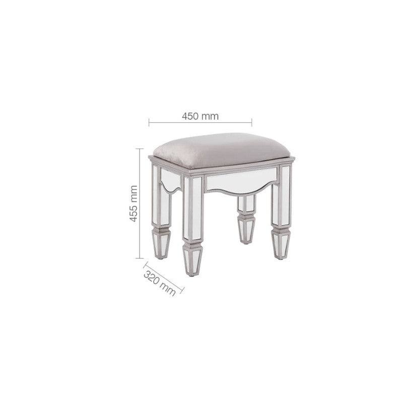 Elysee Mirrored Dressing Table Stool - UK Online Furniture
