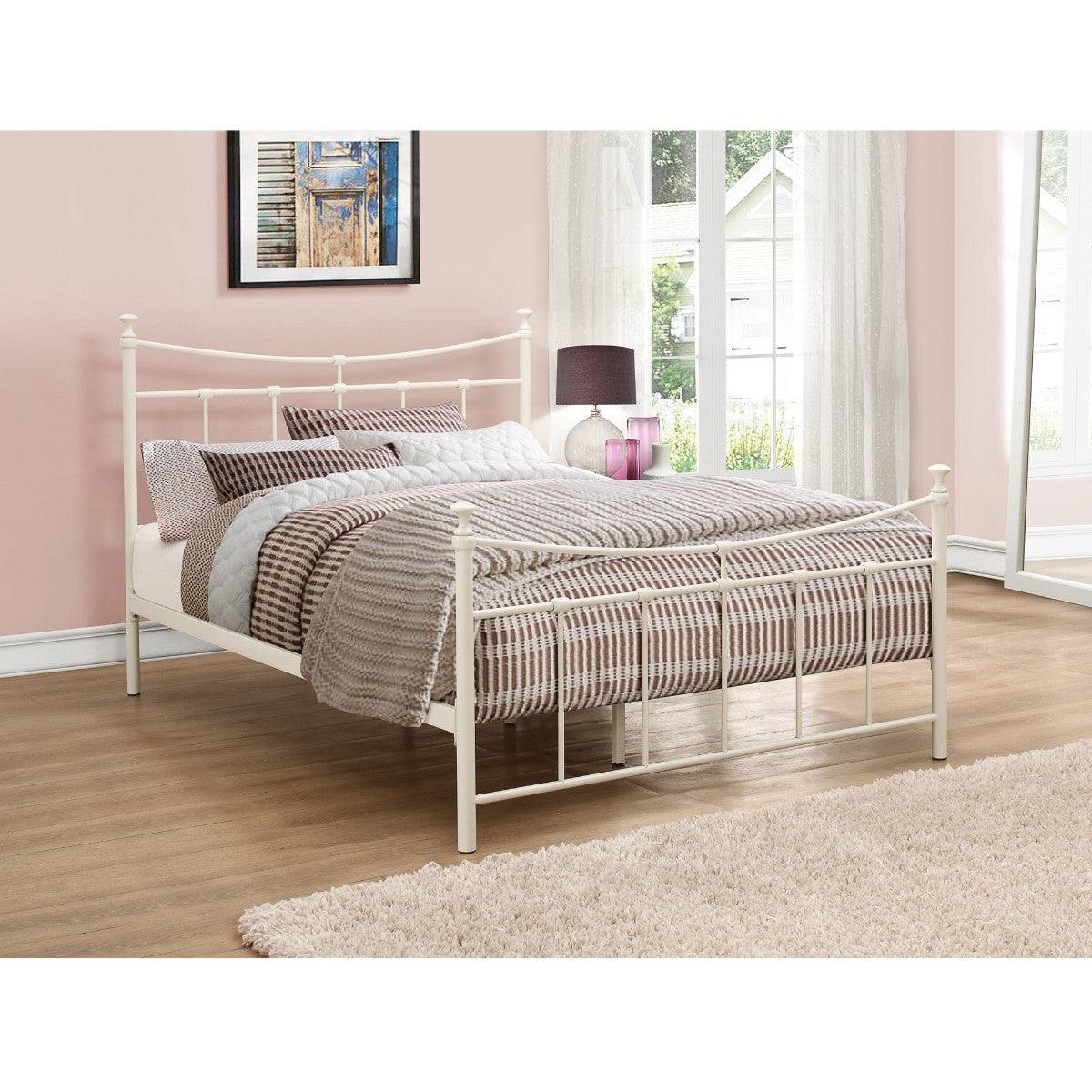 Emily Cream or Black Metal Bed - Single, Queen, Double - UK Online Furniture