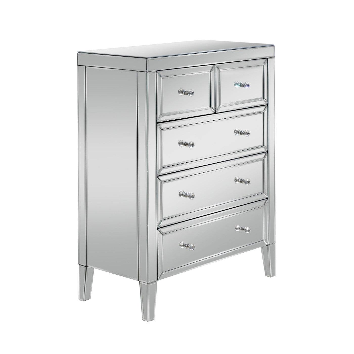 Valencia Mirrored Glass 3+2 Drawer Chest - UK Online Furniture