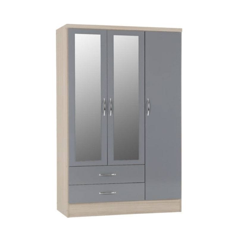 Nevada 3 Door 2 Drawer Mirrored Wardrobe - UK Online Furniture