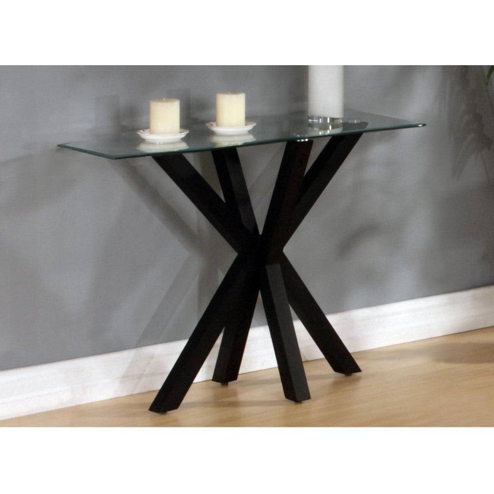 Langley Clear Glass Console Table Black or White - UK Online Furniture