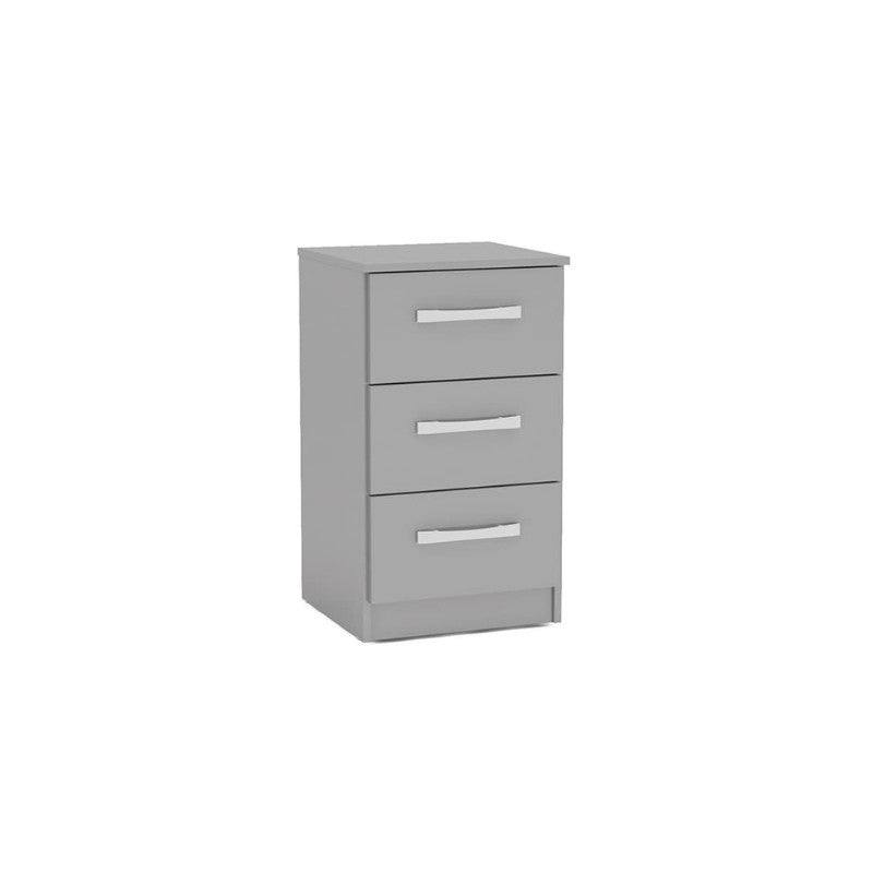 High-Gloss Lynx 3 Drawer Bedside in Grey, Black, White, Brown, Silver - UK Online Furniture