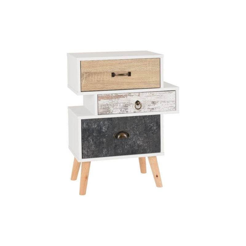 Nordic Style 3 Drawer Bedside Chest in Beige - UK Online Furniture