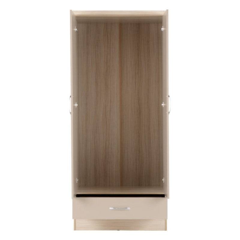 Nevada 2 Door 1 Drawer Mirrored Wardrobe - UK Online Furniture