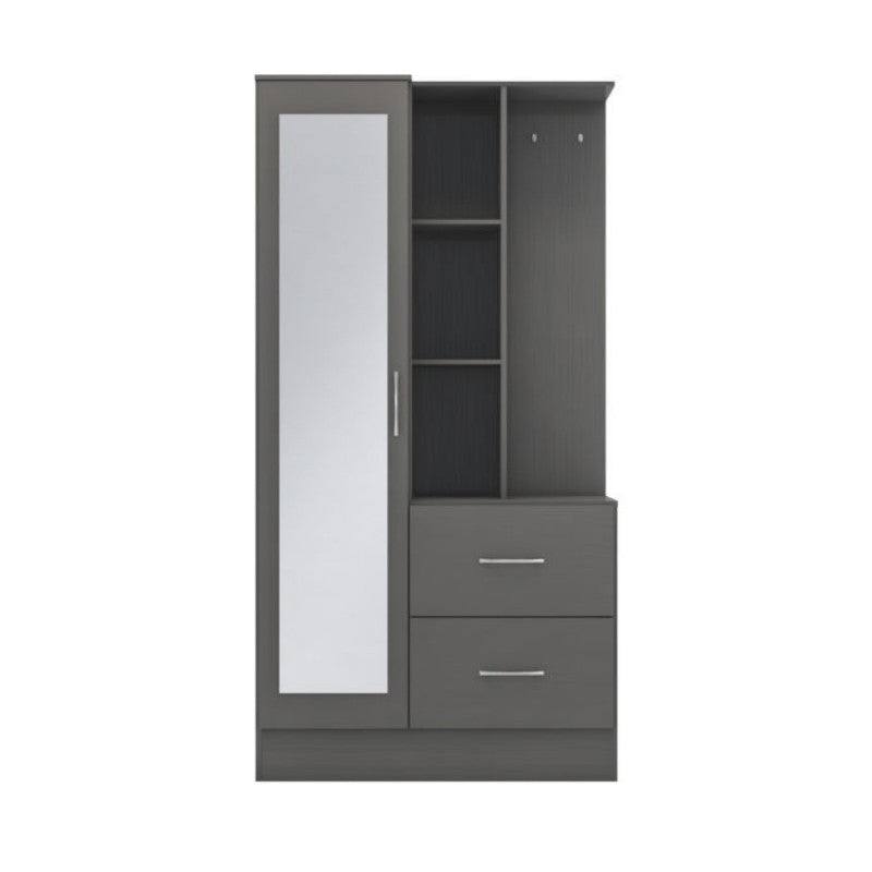 Nevada 1 Door Open Shelf Mirrored Wardrobe - UK Online Furniture