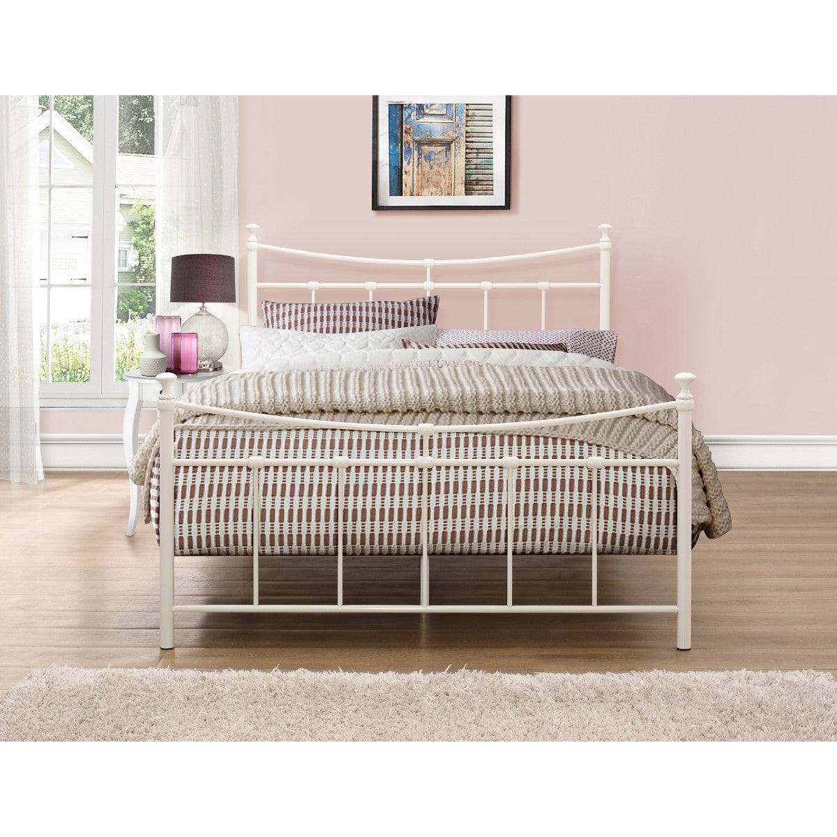 Emily Cream or Black Metal Bed - Single, Queen, Double - UK Online Furniture