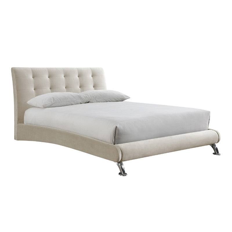 Hemlock Cream Velvet Fabric Bed - Queen, Double, King - UK Online Furniture