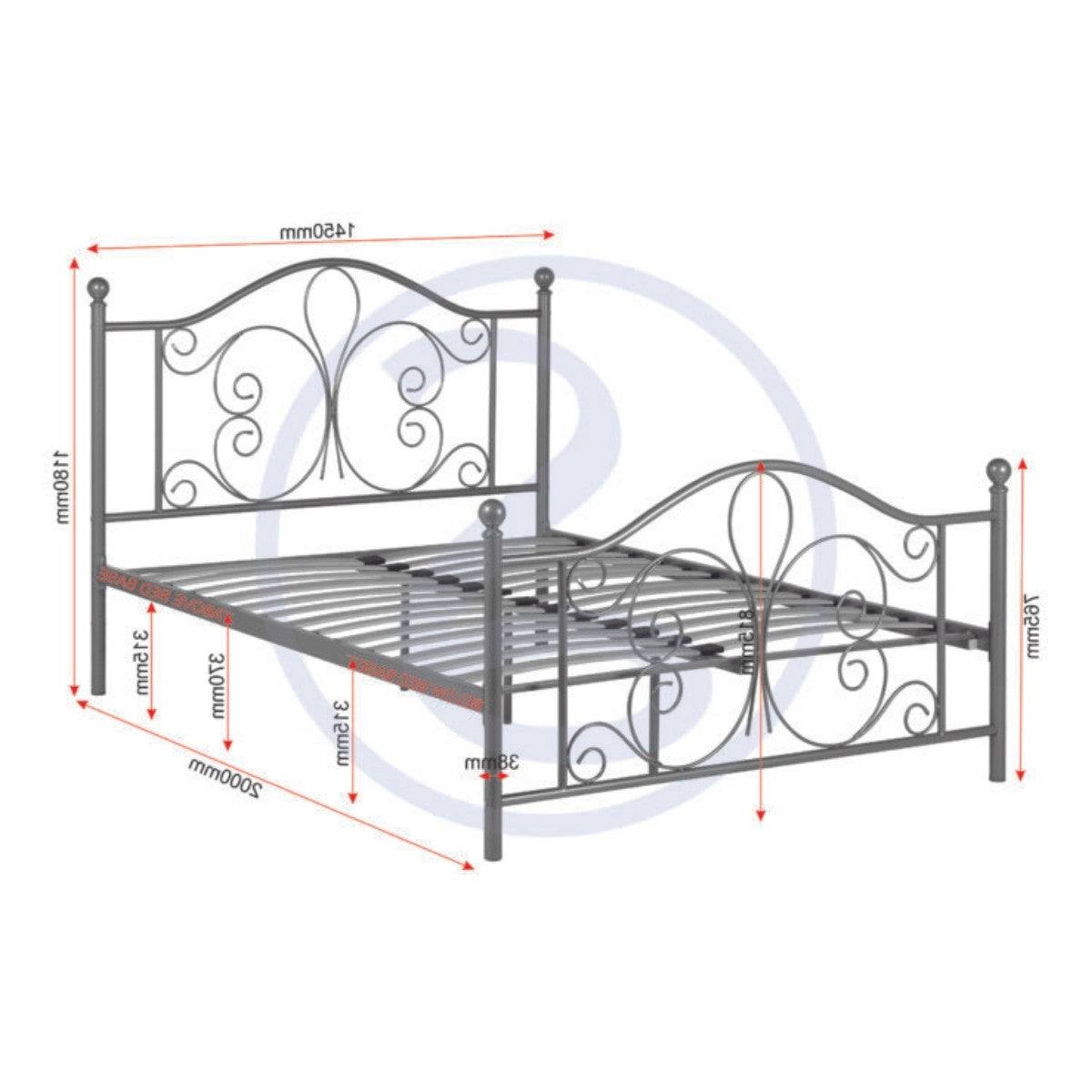 Annabel White Butterfly Metal Bed - Single, Double - UK Online Furniture