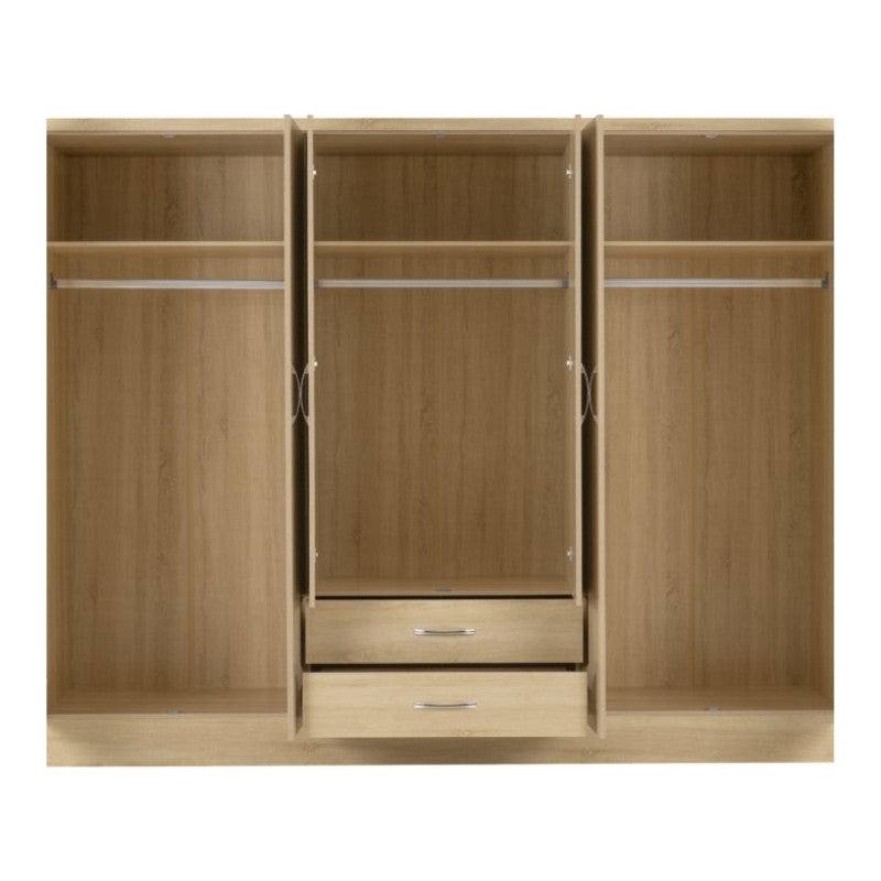 Nevada 6 Door 2 Drawer Mirrored Wardrobe - UK Online Furniture