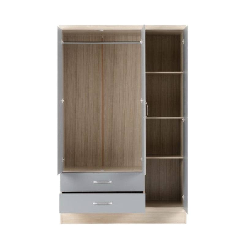 Nevada 3 Door 2 Drawer Mirrored Wardrobe - UK Online Furniture