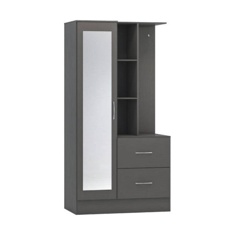 Nevada 1 Door Open Shelf Mirrored Wardrobe - UK Online Furniture