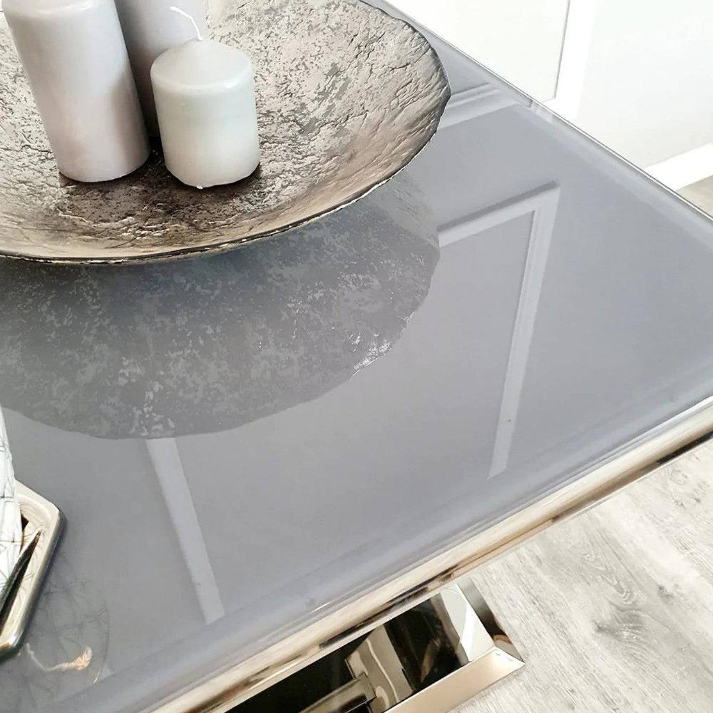 Arriana Marble or Glass Lamp Table with Round Stainless Steel Base - UK Online Furniture