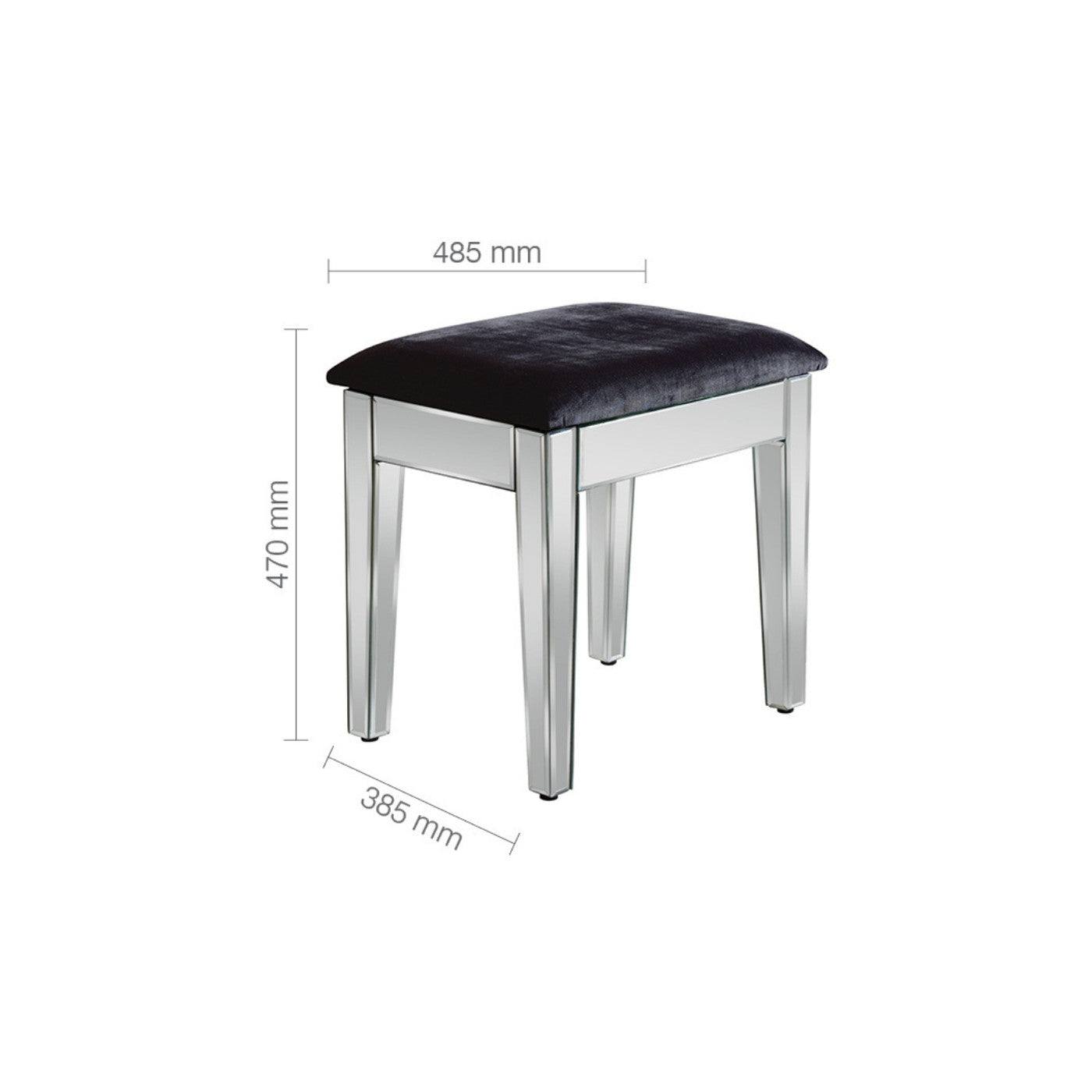 Valencia Mirrored Dressing Table Stool - UK Online Furniture