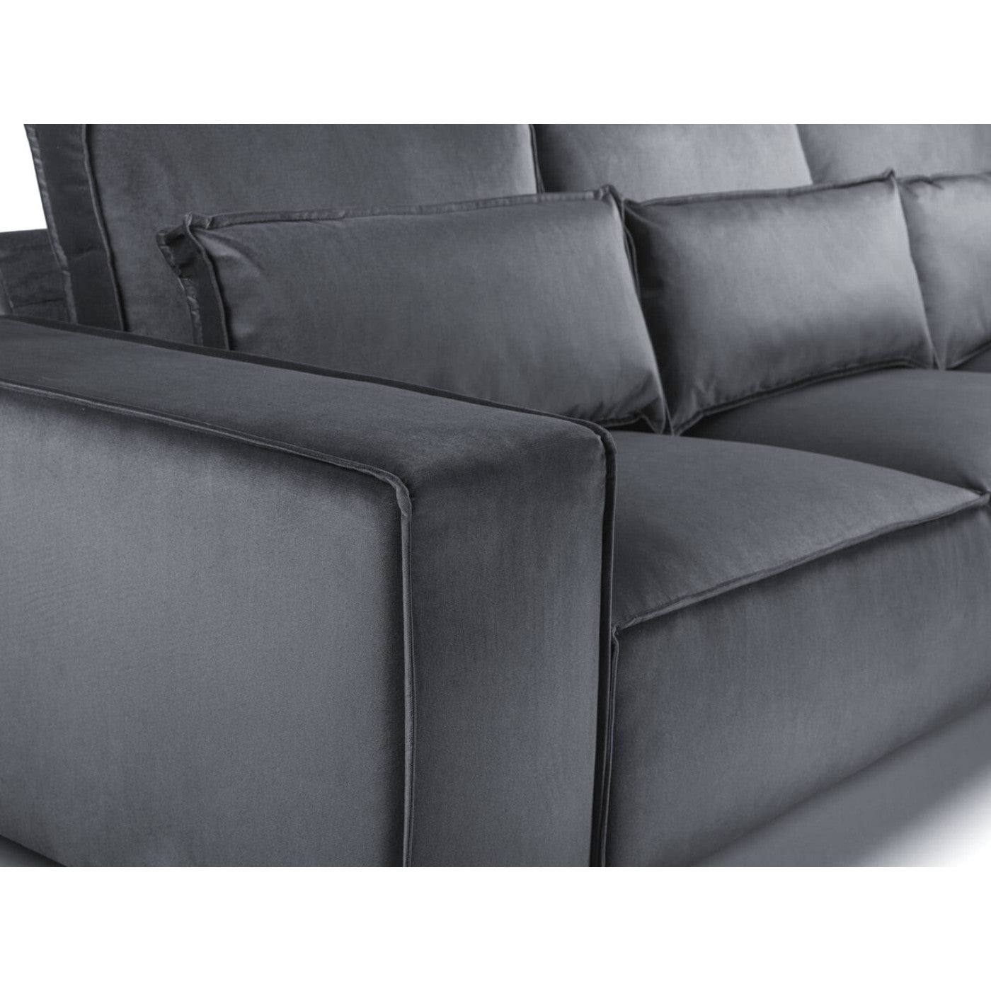 Sloane Modern 5 Seater Large Corner Sofa in Steel Grey Velvet - UK Online Furniture
