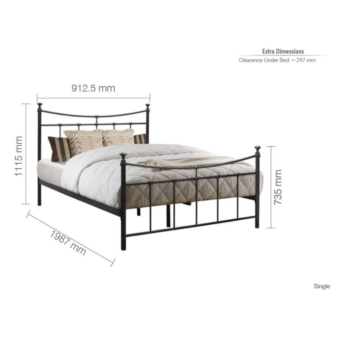 Emily Cream or Black Metal Bed - Single, Queen, Double - UK Online Furniture