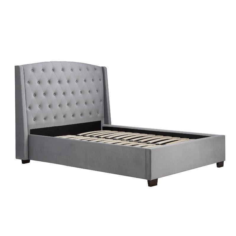 Balmoral Bed in Grey Velvet Fabric - Double, King, Super King - UK Online Furniture