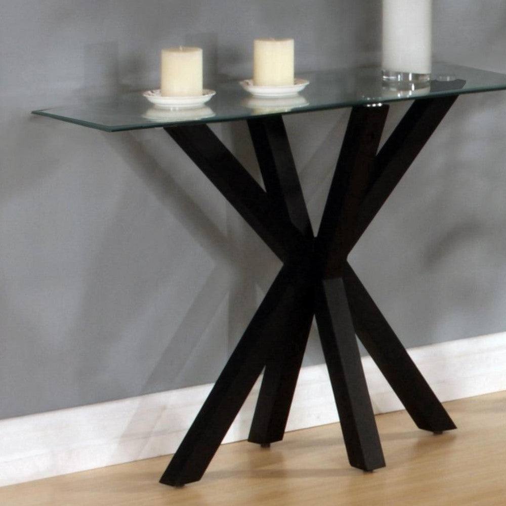 Langley Clear Glass Console Table Black or White - UK Online Furniture