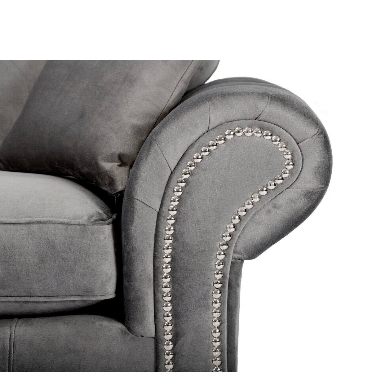 Oakland Full Back 3+2 Sofa Set in Grey Velvet - UK Online Furniture