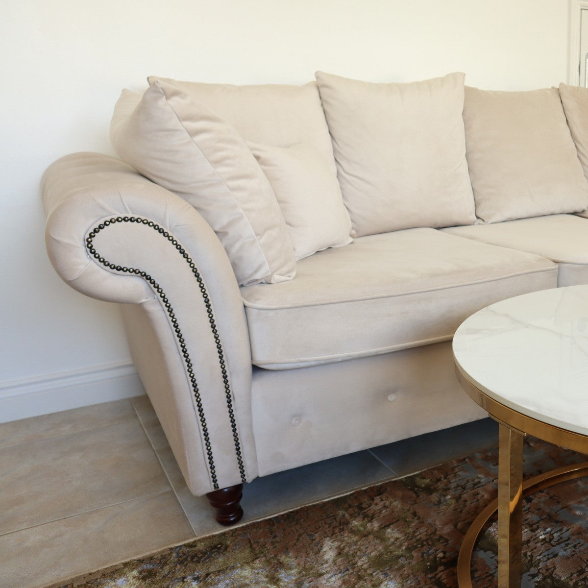 Oakland Scatter Back 3+2 Sofa Set in Grey or Beige Velvet - UK Online Furniture