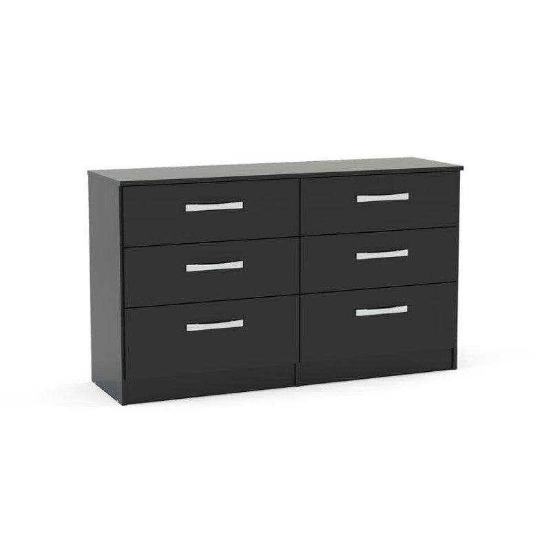 High-Gloss Lynx 6 Drawer Chest in Grey, Black, White, Brown, Silver - UK Online Furniture
