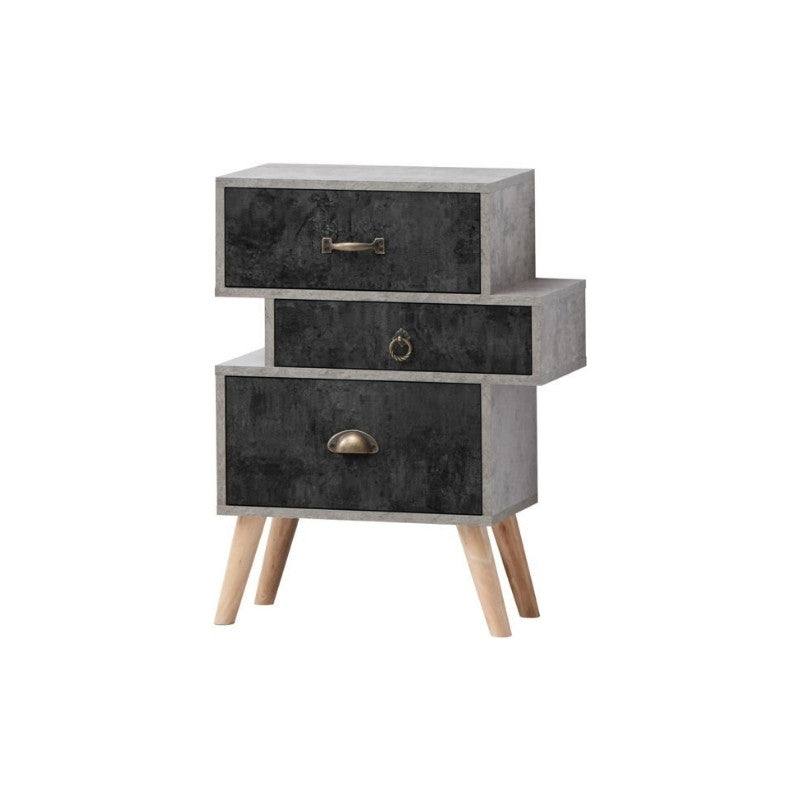 Nordic Style 3 Drawer Bedside Chest in Black - UK Online Furniture