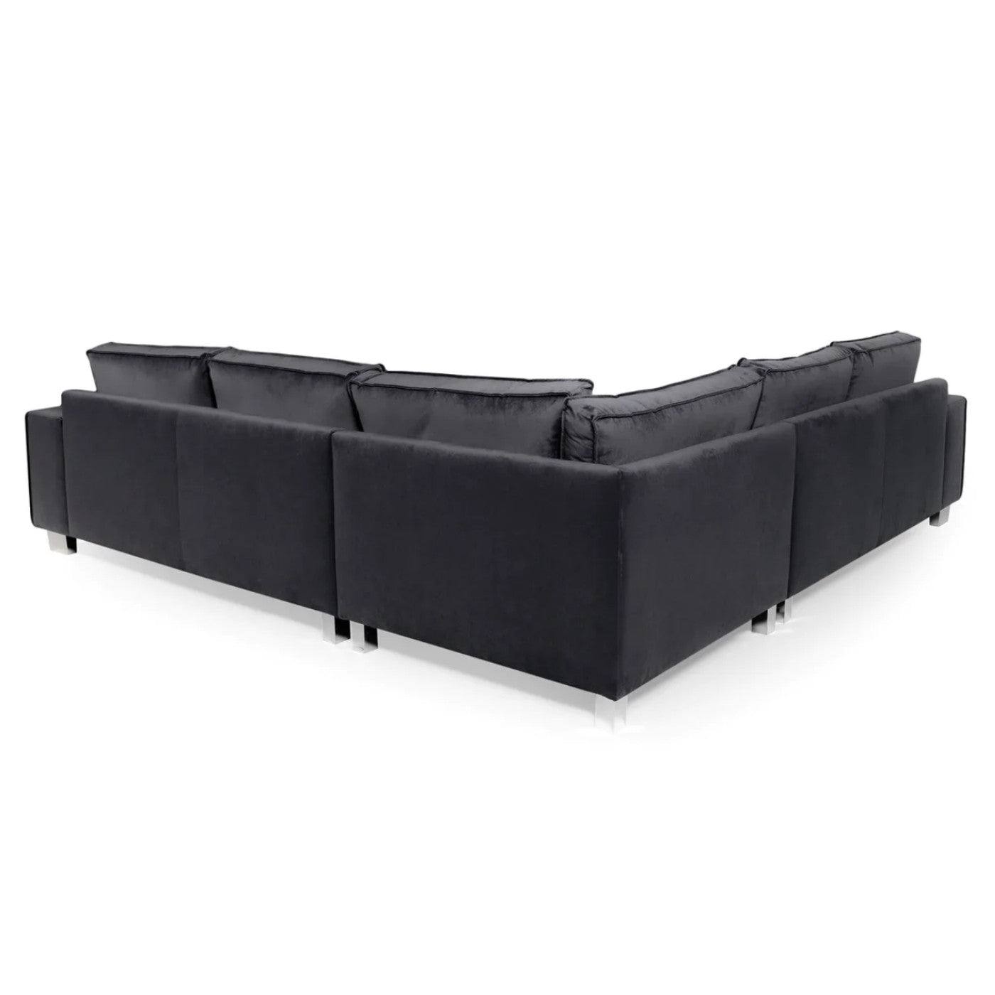 Sloane Modern 5 Seater Large Corner Sofa in Steel Grey Velvet - UK Online Furniture