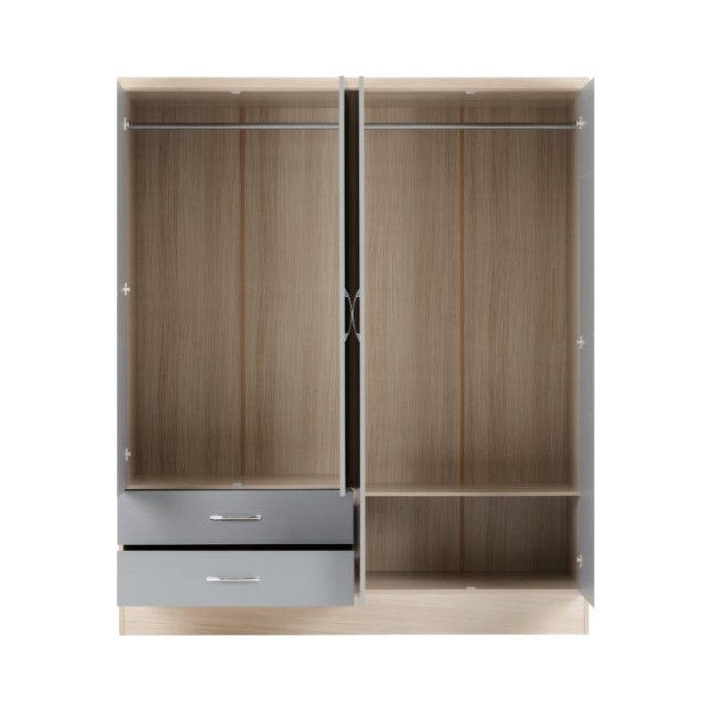 Nevada 4 Door 2 Drawer Mirrored Wardrobe - UK Online Furniture