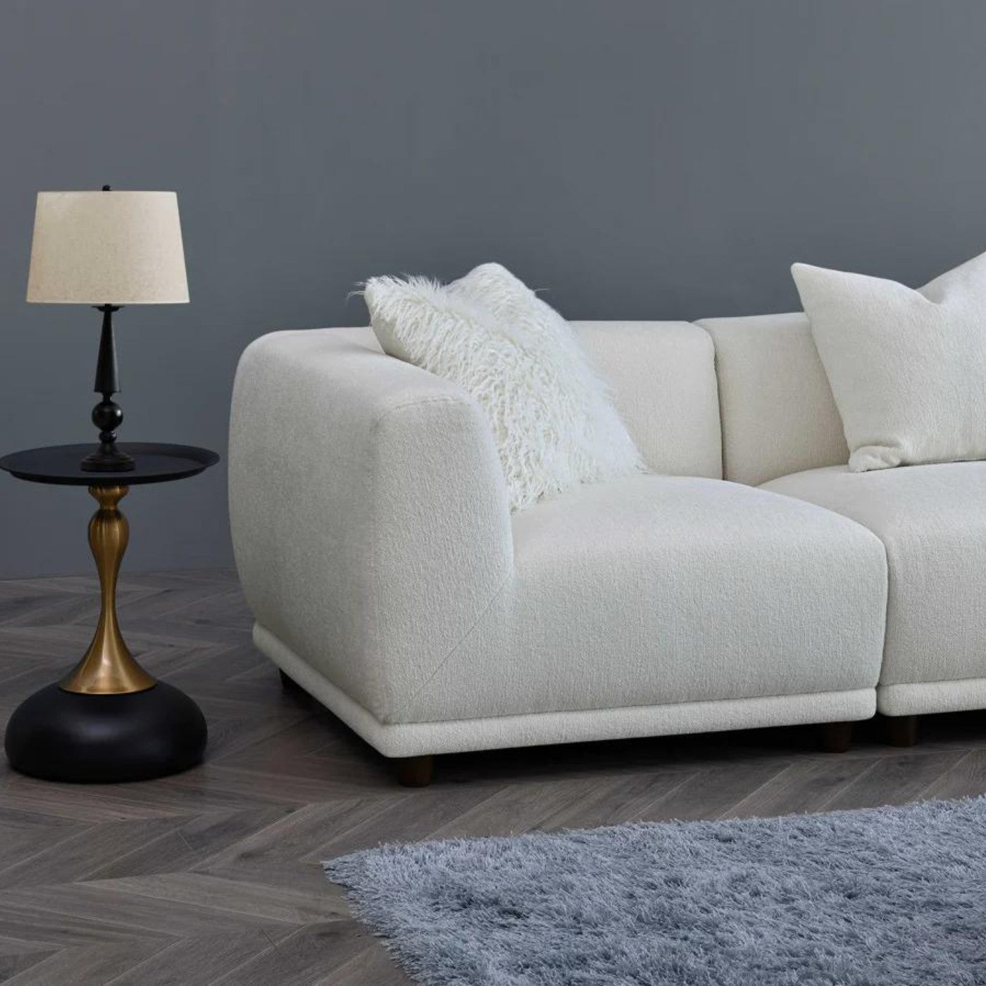 Lottie Modular Corner Sofa in Cream White - UK Online Furniture