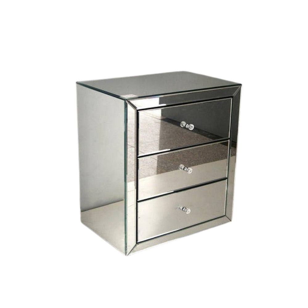 Augustina Mirrored 3 Drawer Nightstand - UK Online Furniture
