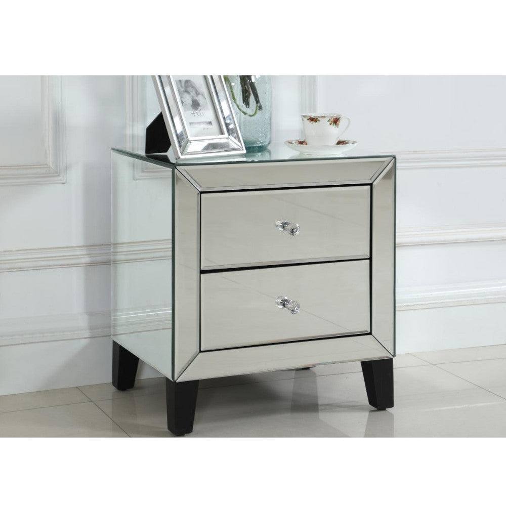 Augustina Mirrored 2 Drawer Nightstand - UK Online Furniture