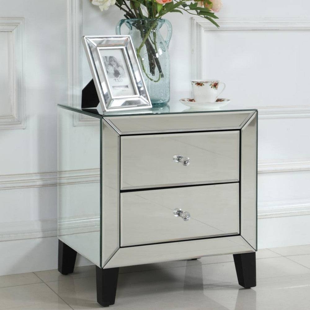 Augustina Mirrored 2 Drawer Nightstand - UK Online Furniture