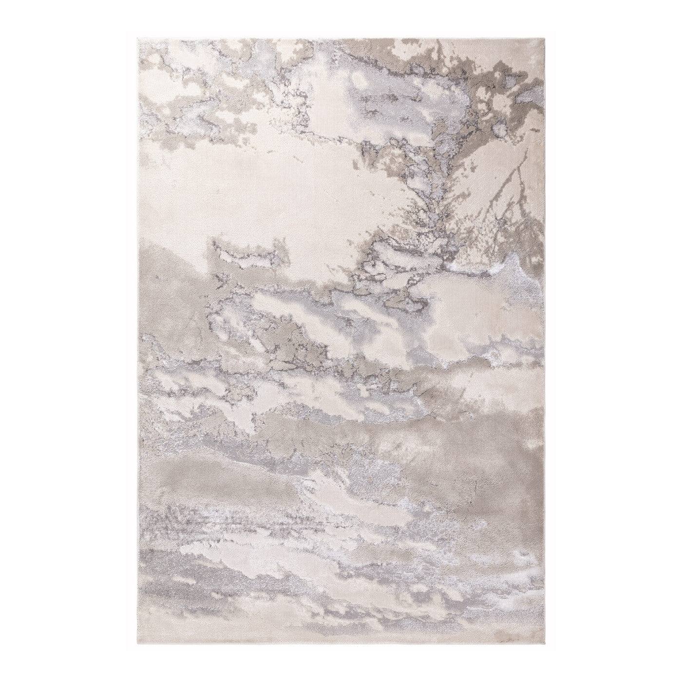 Aurora Cloud Marble Rug in Silver - Abstract & Geometric - UK Online Furniture