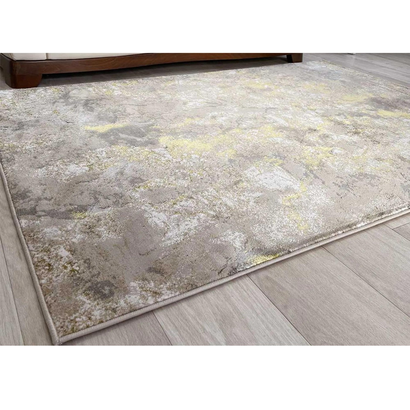 Aurora Galaxy Metallic Gold Rug - Abstract & Geometric - UK Online Furniture