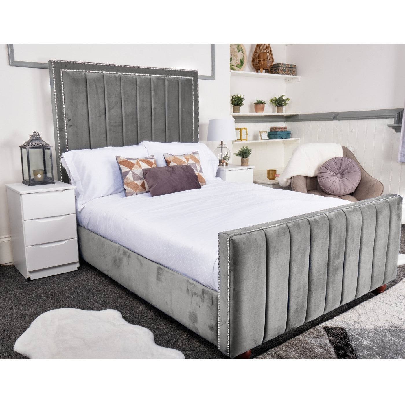 Belgravia Bed - Velvet Fabric Ottoman Bed Frame Queen, Double, King - UK Online Furniture