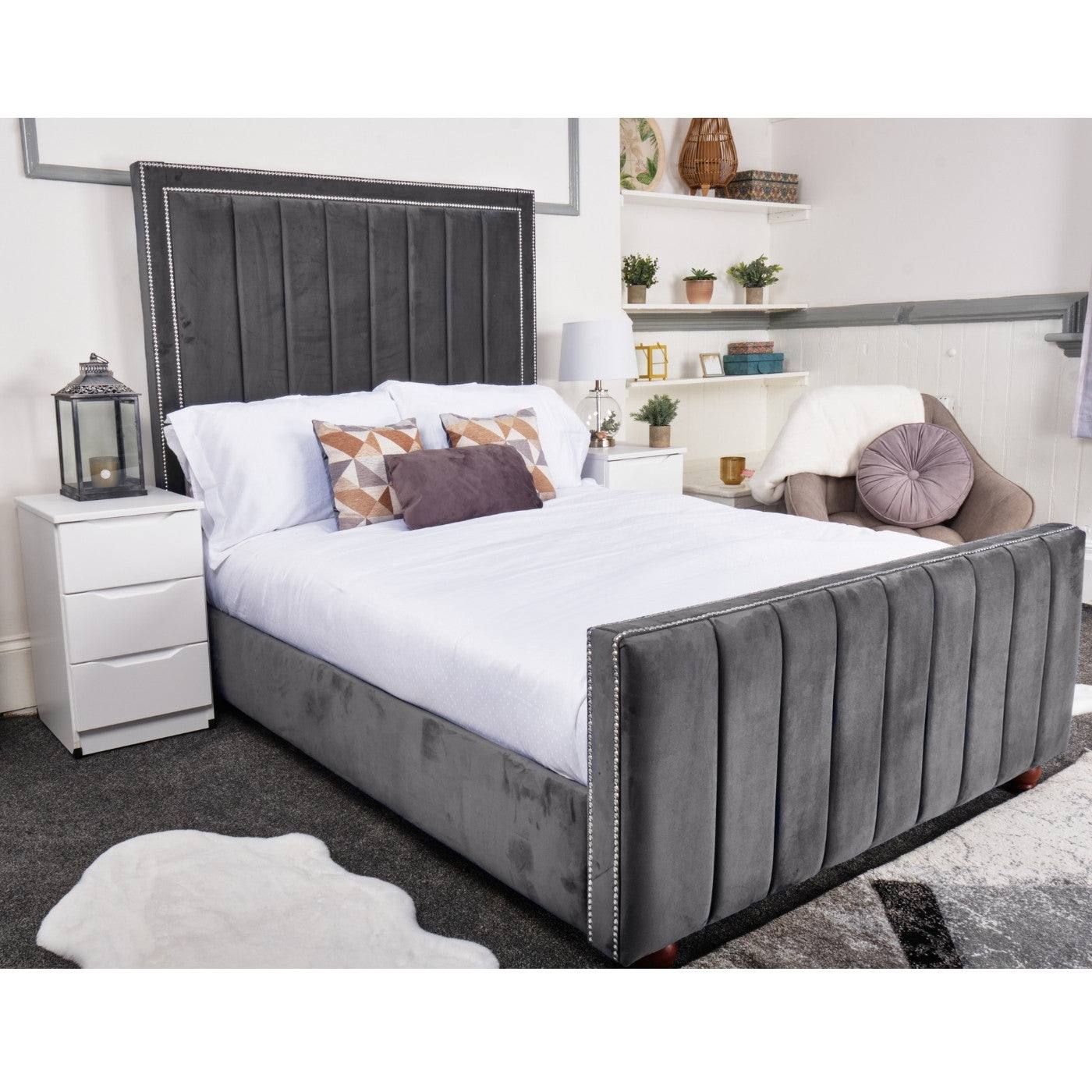 Belgravia Bed - Velvet Fabric Ottoman Bed Frame Queen, Double, King - UK Online Furniture