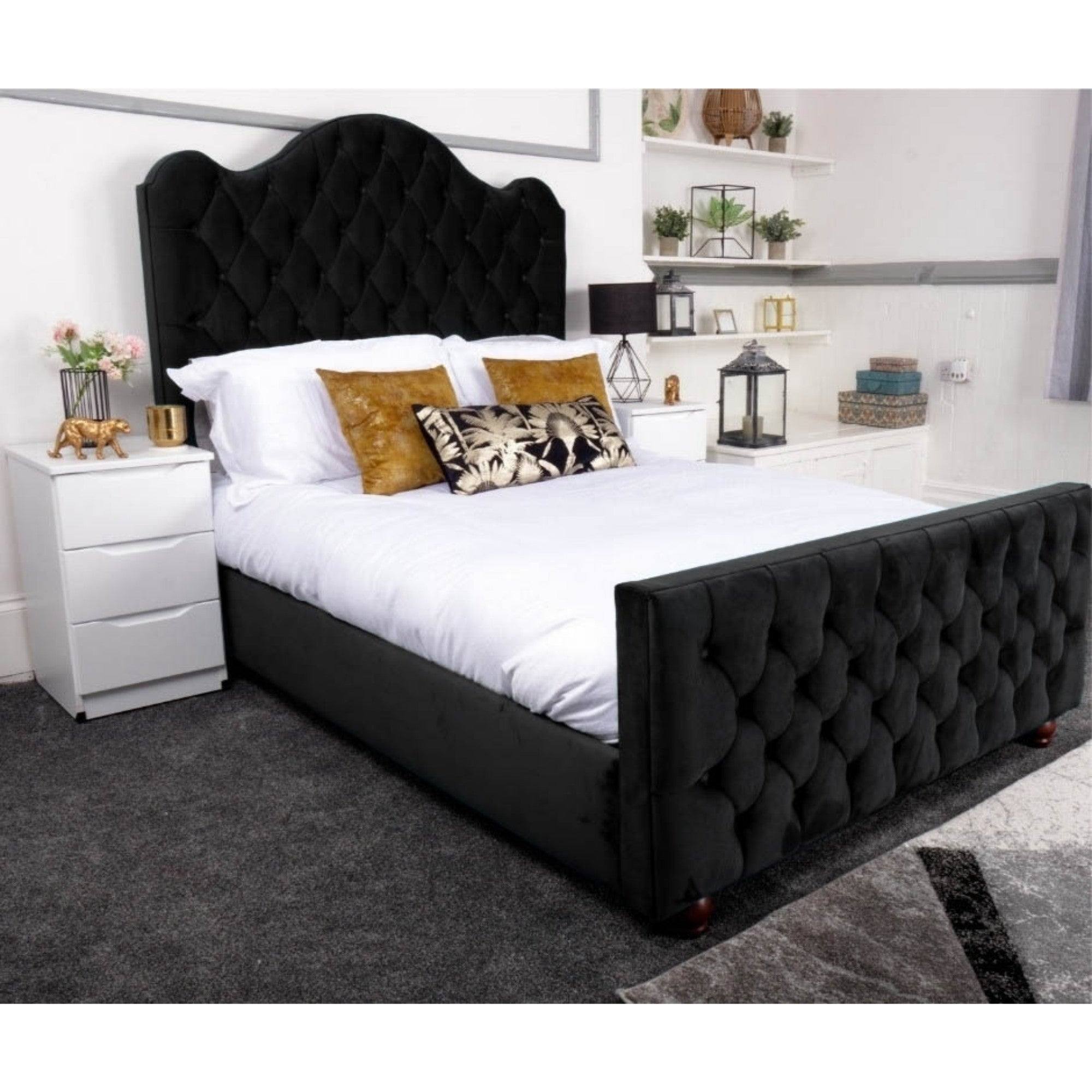 Kashmir Bed - Velvet Fabric Ottoman Bed Frame - UK Online Furniture