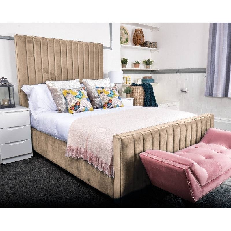 Calypso Bed - Velvet Fabric Ottoman Storage Bed - UK Online Furniture