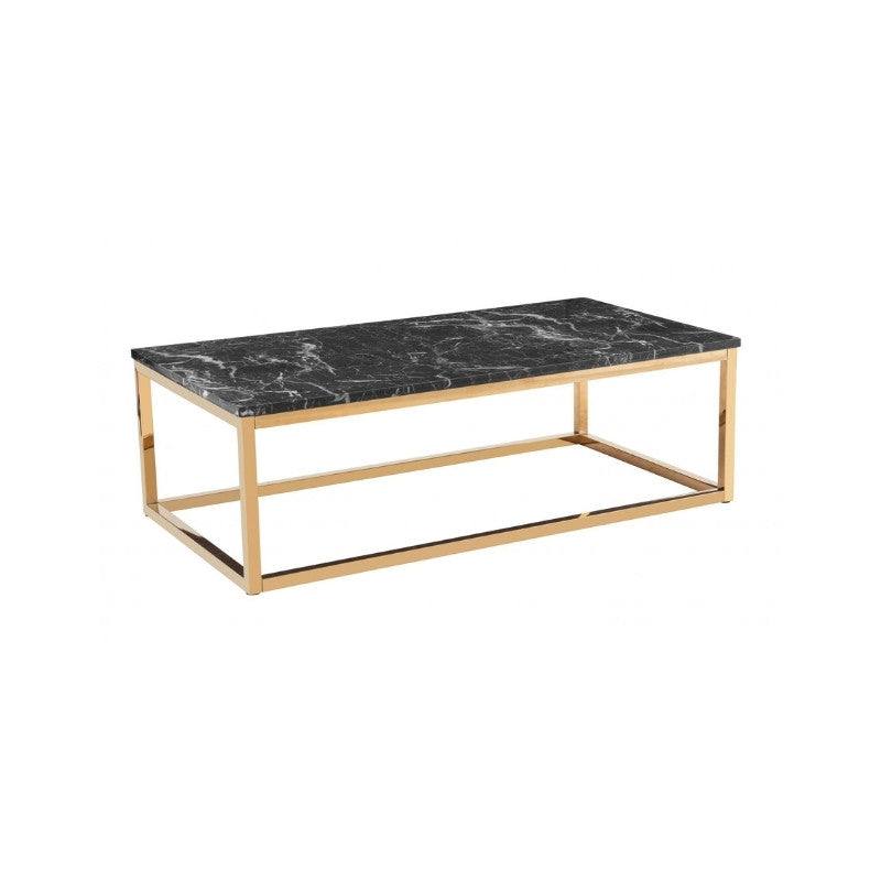 Camelot Black Marble Effect & Gold Chrome Legs Coffee Table - UK Online Furniture