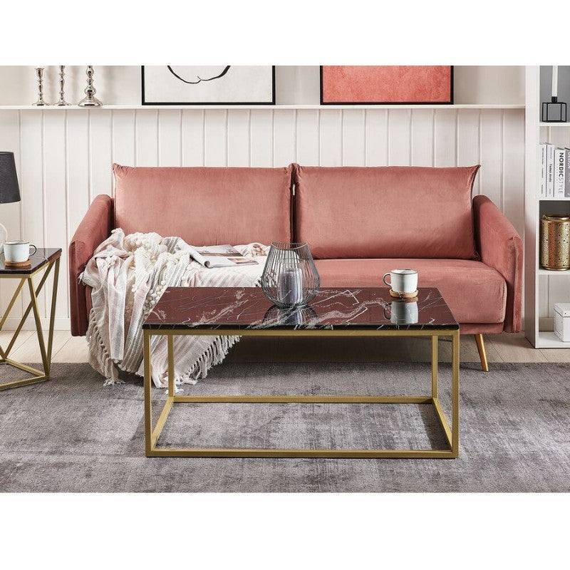 Camelot Black Marble Effect & Gold Chrome Legs Coffee Table - UK Online Furniture