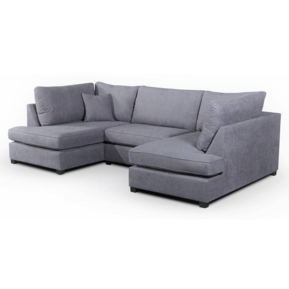 Carnaby Large U-Shaped Corner Sofa, Full Back Grey - UK Online Furniture
