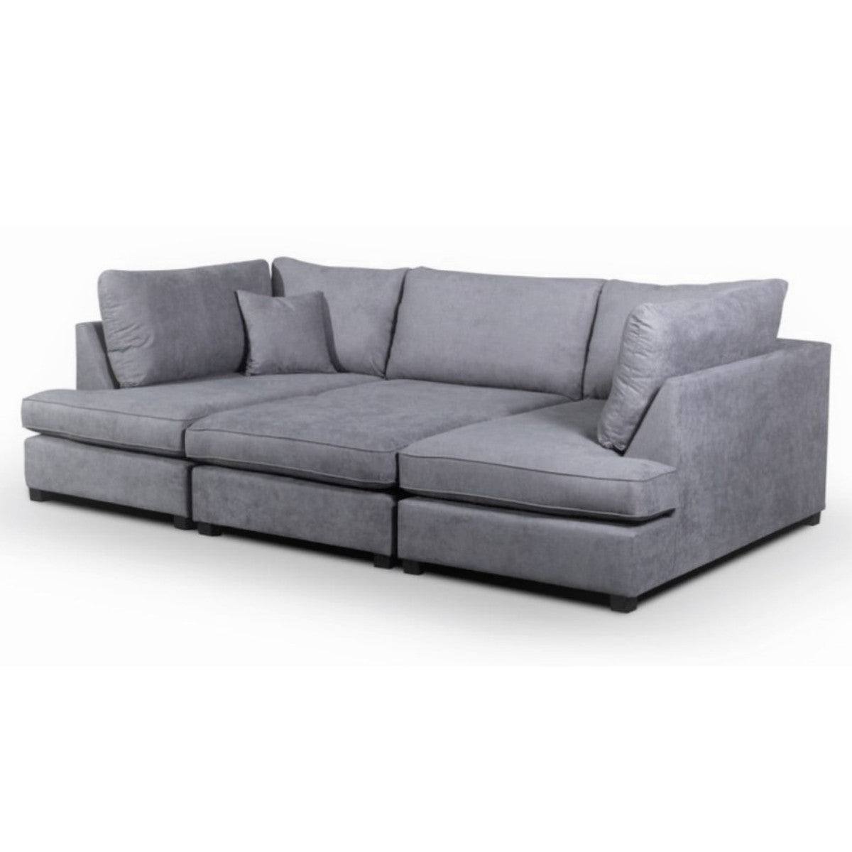 Carnaby Large U-Shaped Corner Sofa, Full Back Grey - UK Online Furniture