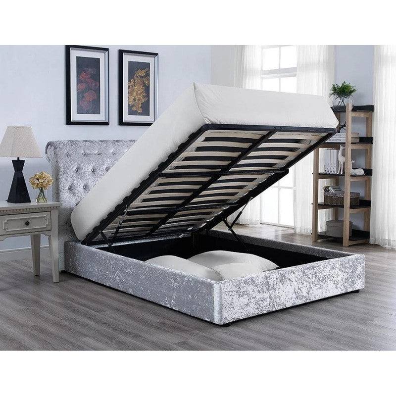 Casablanca Ottoman Storage Crushed Velvet Bed - UK Online Furniture