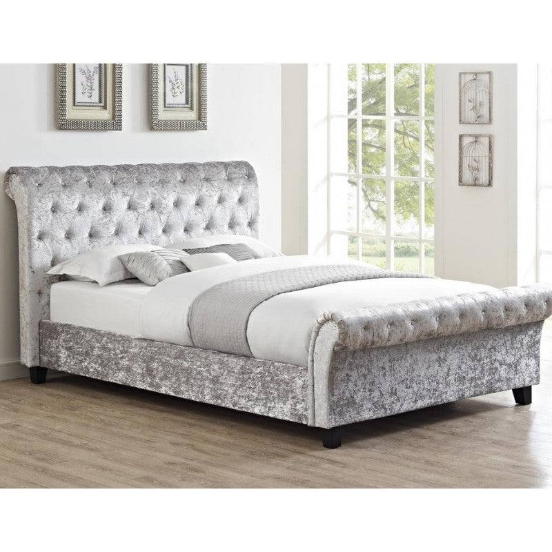 Casablanca Crushed Velvet Bed (Grey, Black, Teal, Blue+) - UK Online Furniture