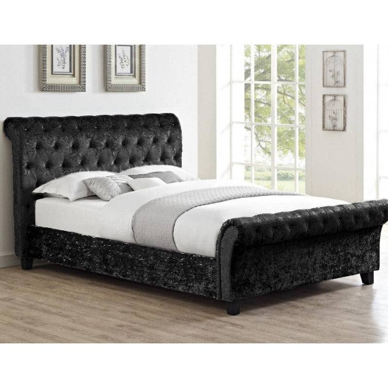 Casablanca Crushed Velvet Bed (Grey, Black, Teal, Blue+) - UK Online Furniture